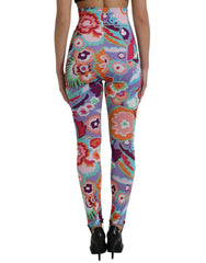 Dolce & Gabbana Multicolor Floral High Waist Leggings Pants -   -  Dolce & Gabbana.