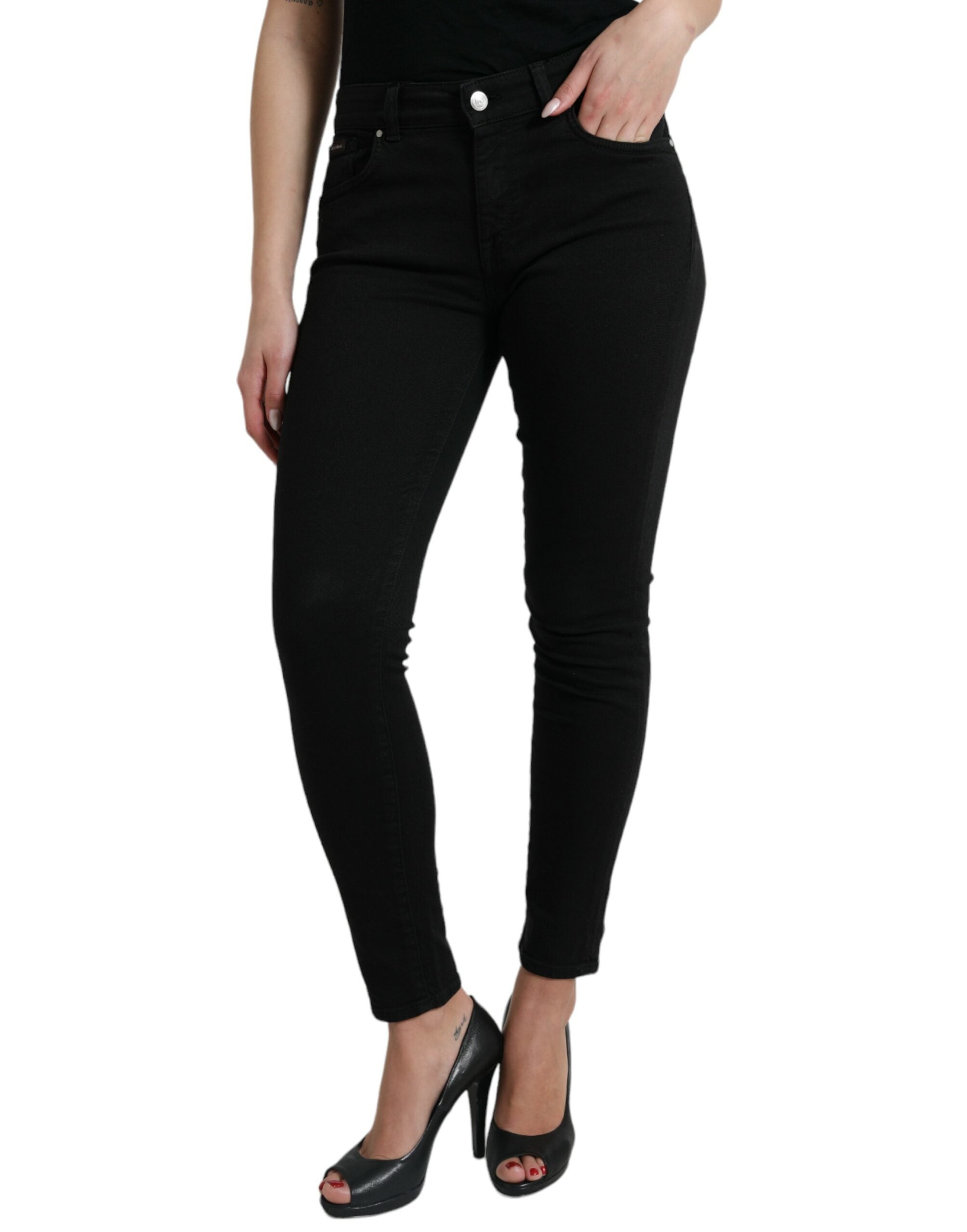 Dolce & Gabbana Black Cotton Mid Waist Skinny Denim Jeans -   -  Dolce & Gabbana.