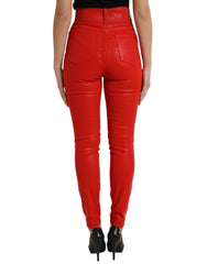 Dolce & Gabbana Red Cotton High Waist Skinny Denim Jeans -   -  Dolce & Gabbana.