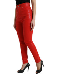 Dolce & Gabbana Red Cotton High Waist Skinny Denim Jeans -   -  Dolce & Gabbana.