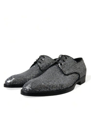 Dolce & Gabbana Silver Sequined Lace Up Men Derby Dress Shoes -   -  Dolce & Gabbana.