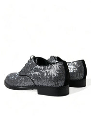Dolce & Gabbana Silver Sequined Lace Up Men Derby Dress Shoes -   -  Dolce & Gabbana.