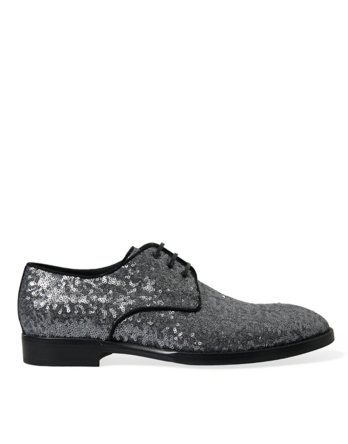 Dolce & Gabbana Silver Sequined Lace Up Men Derby Dress Shoes -   -  Dolce & Gabbana.