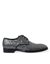 Dolce & Gabbana Silver Sequined Lace Up Men Derby Dress Shoes -   -  Dolce & Gabbana.