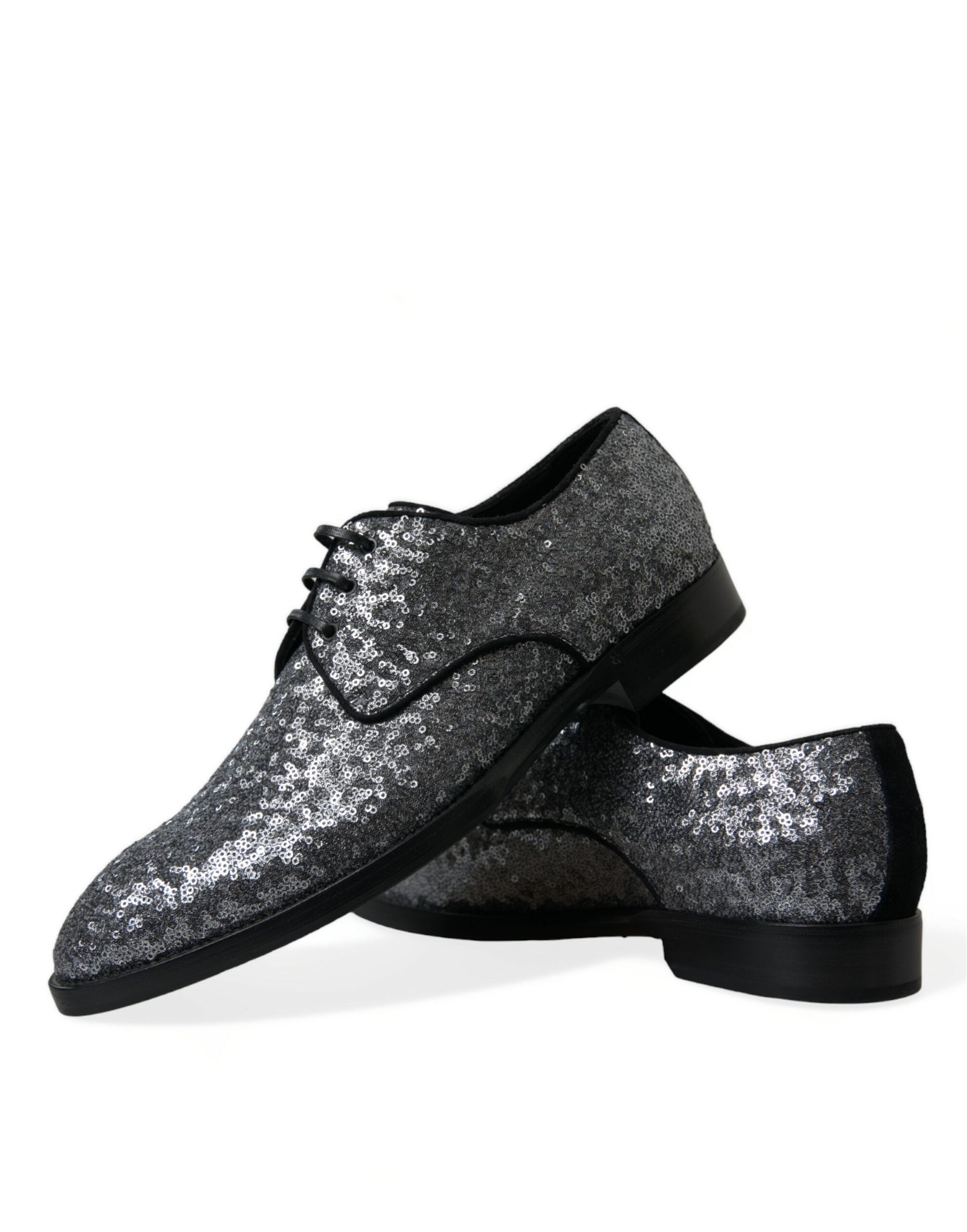 Dolce & Gabbana Silver Sequined Lace Up Men Derby Dress Shoes -   -  Dolce & Gabbana. Dolce & Gabbana Silver Sequined Lace Up Men Derby Dress Shoes -   -  Dolce & Gabbana.