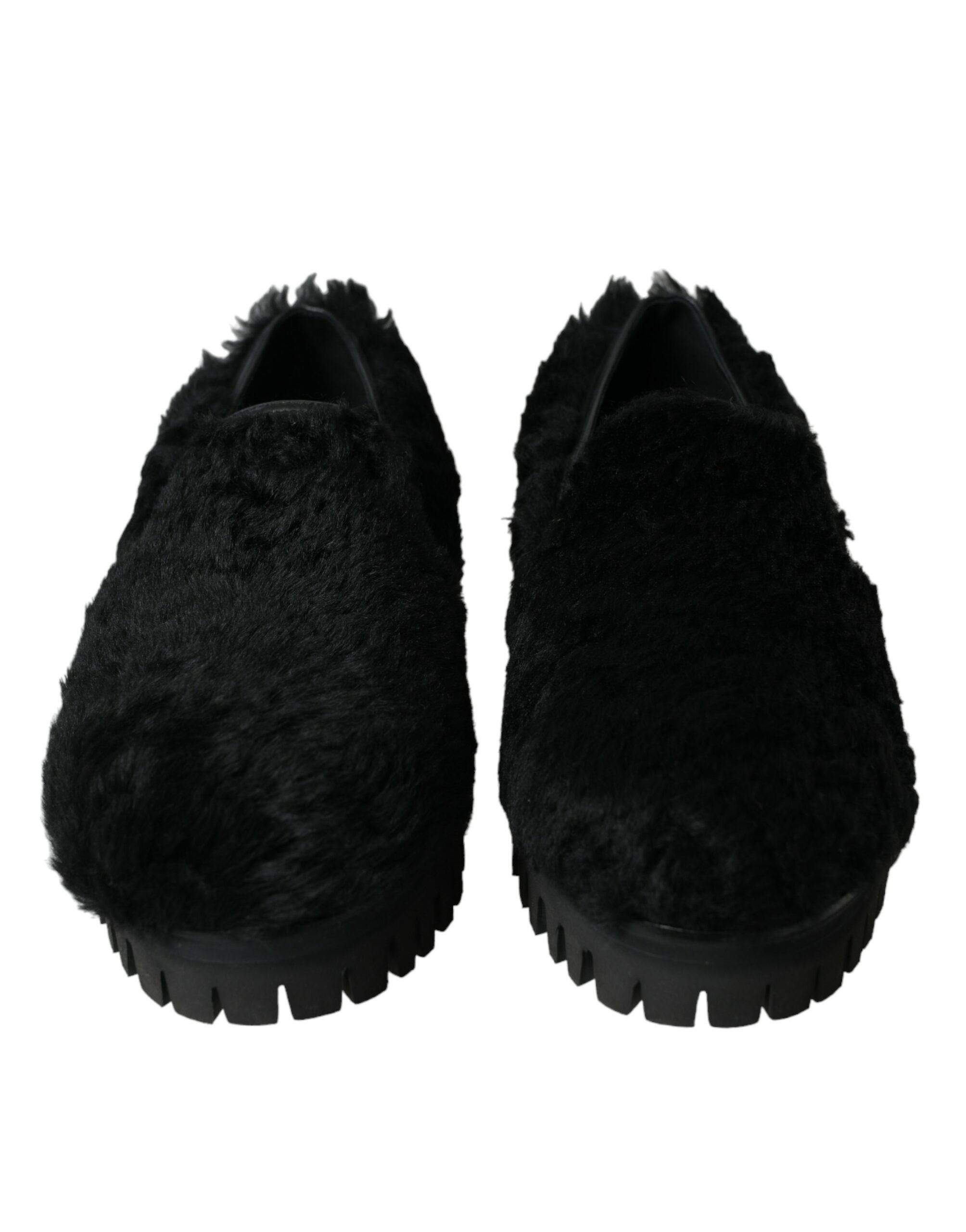 Dolce & Gabbana Black Fur Leather Slippers Dress Shoes -   -  Dolce & Gabbana. Dolce & Gabbana Black Fur Leather Slippers Dress Shoes -   -  Dolce & Gabbana.