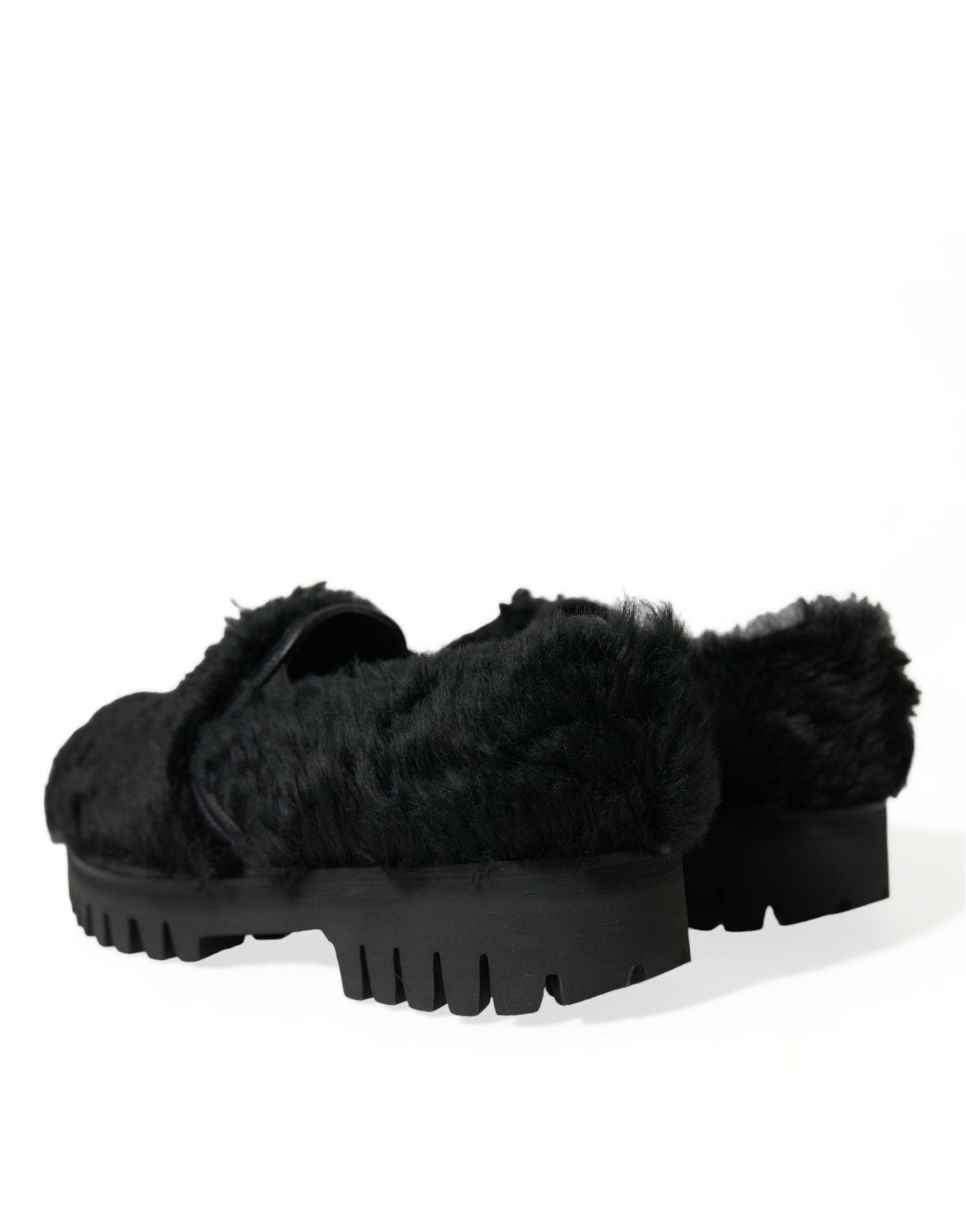 Dolce & Gabbana Black Fur Leather Slippers Dress Shoes -   -  Dolce & Gabbana. Dolce & Gabbana Black Fur Leather Slippers Dress Shoes -   -  Dolce & Gabbana.
