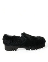Dolce & Gabbana Black Fur Leather Slippers Dress Shoes -   -  Dolce & Gabbana.