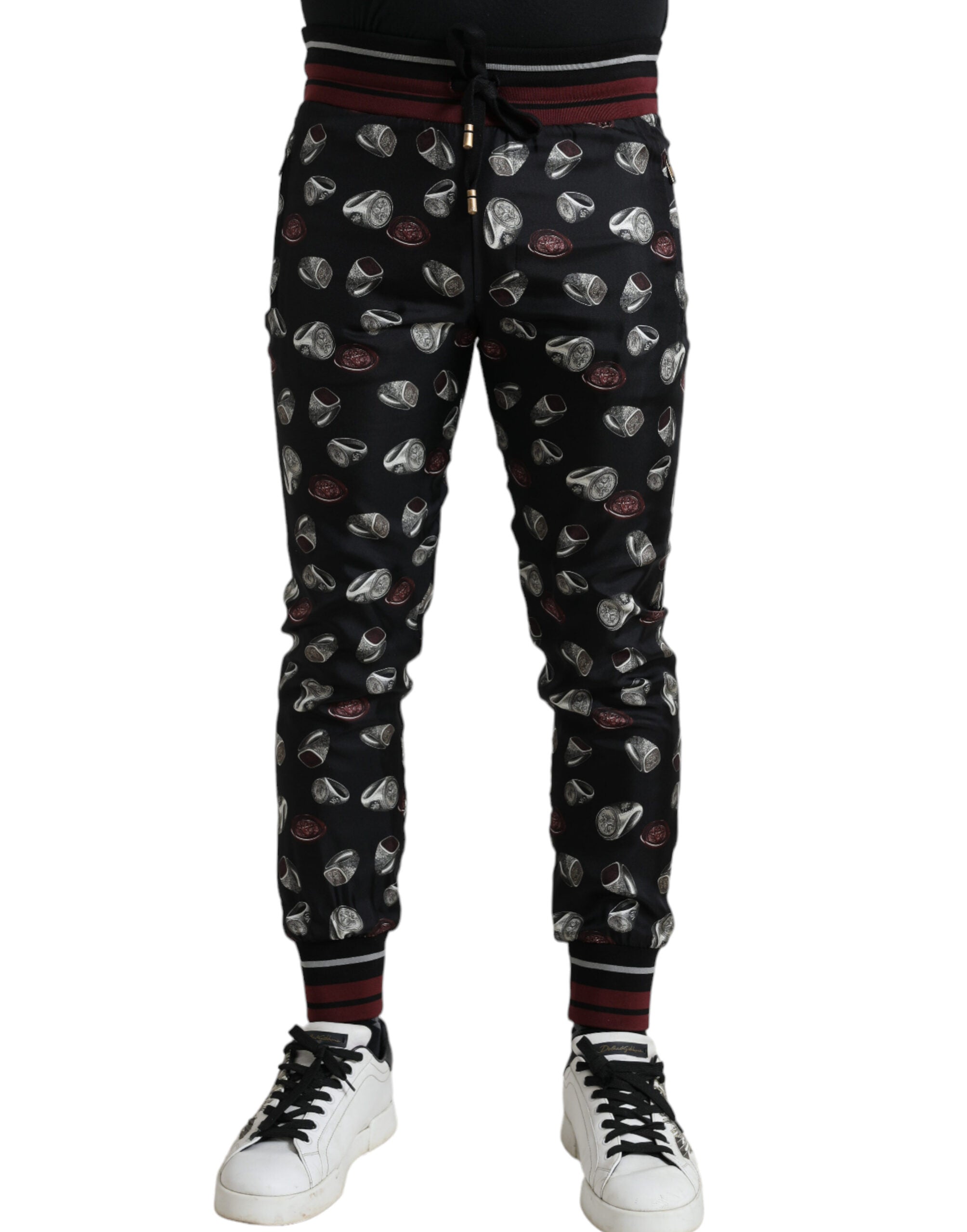 Dolce & Gabbana Black Ring Silk Jogging Trousers Pants -   -  Dolce & Gabbana.