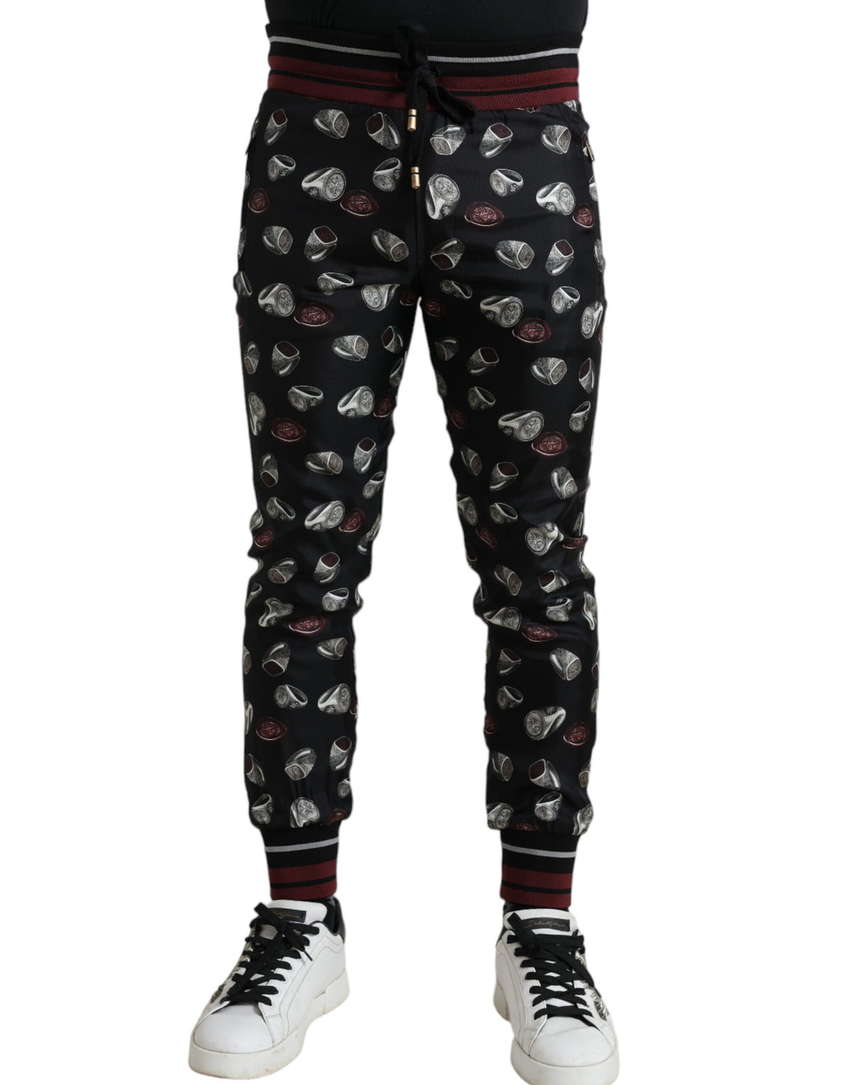 Dolce & Gabbana Black Ring Silk Jogging Trousers Pants -   -  Dolce & Gabbana.