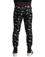 Dolce & Gabbana Black Ring Silk Jogging Trousers Pants -   -  Dolce & Gabbana.