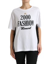 Dolce & Gabbana White Slogan Print Lacing Detailed T-shirt -   -  Dolce & Gabbana.