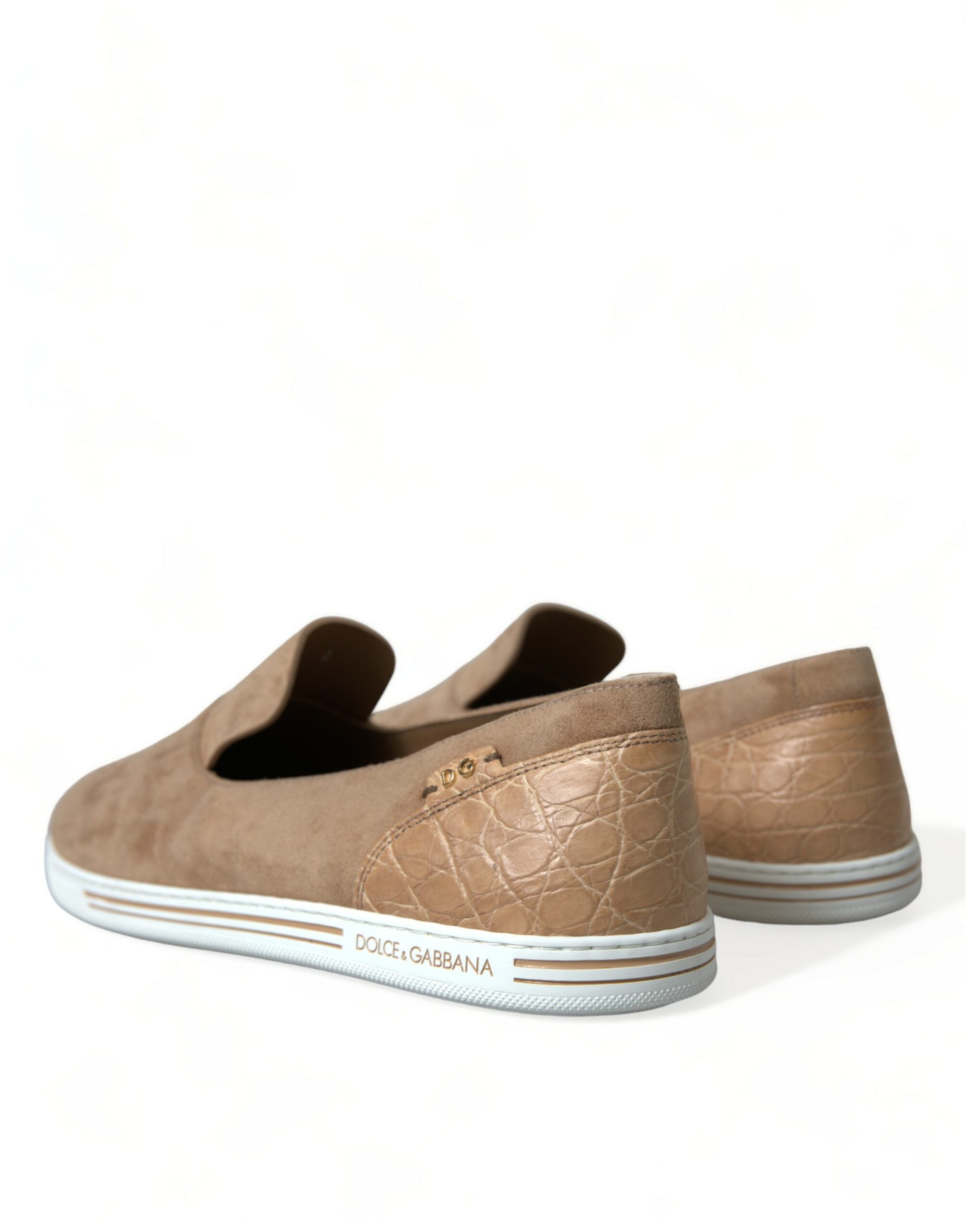 Dolce & Gabbana Beige Suede Caiman Men Loafers Slippers Shoes -   -  Dolce & Gabbana. Dolce & Gabbana Beige Suede Caiman Men Loafers Slippers Shoes -   -  Dolce & Gabbana.