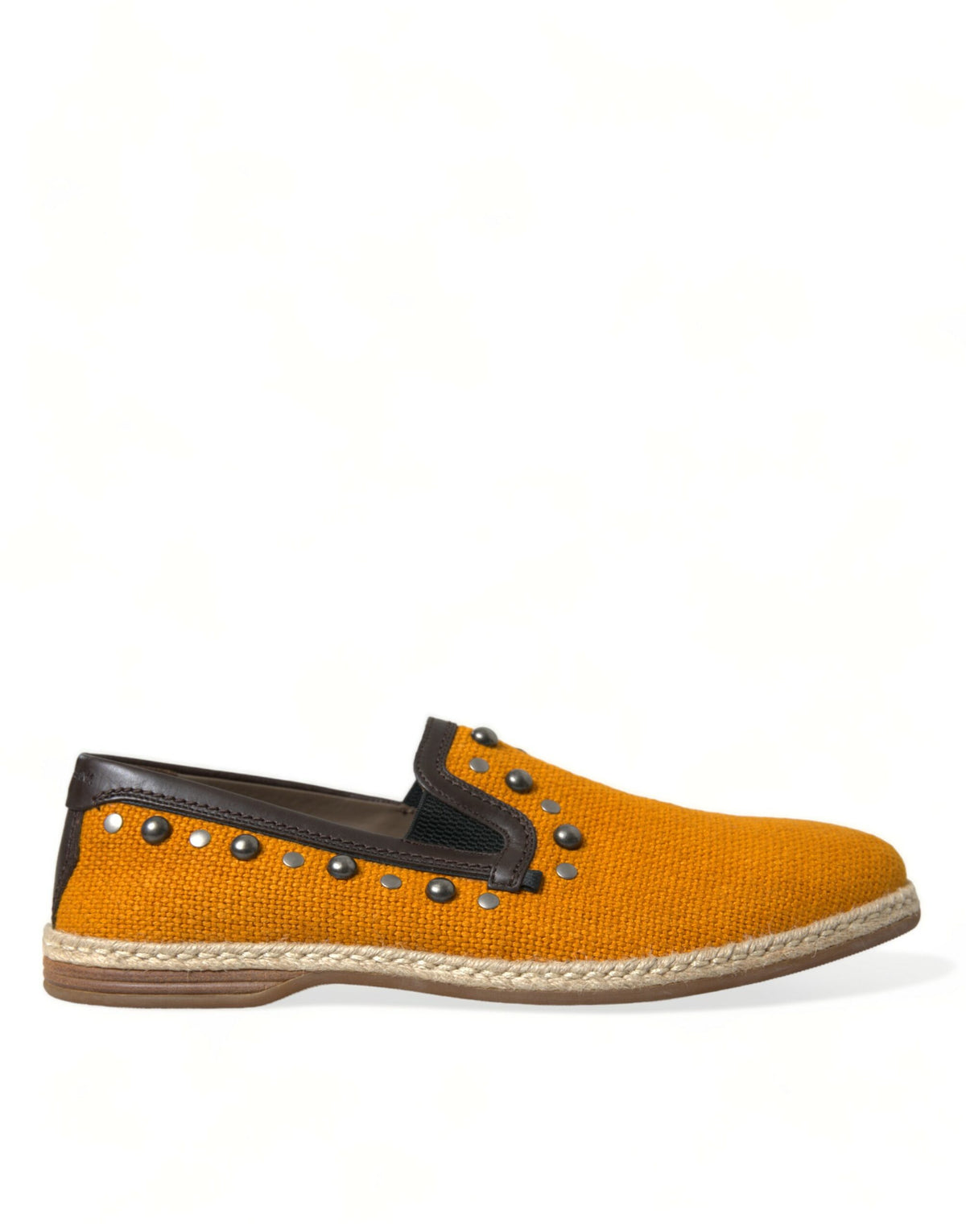 Dolce & Gabbana Orange Linen Leather Studded Loafers Shoes -   -  Dolce & Gabbana.
