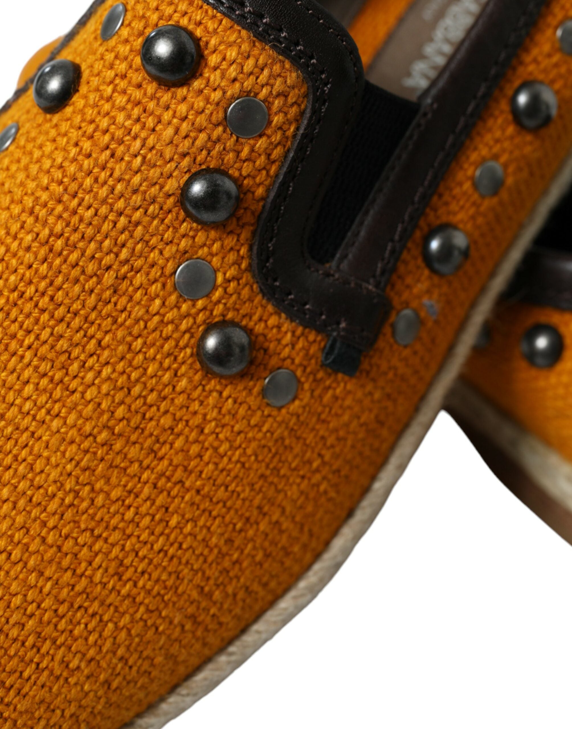 Dolce & Gabbana Orange Linen Leather Studded Loafers Shoes -   -  Dolce & Gabbana. Dolce & Gabbana Orange Linen Leather Studded Loafers Shoes -   -  Dolce & Gabbana.