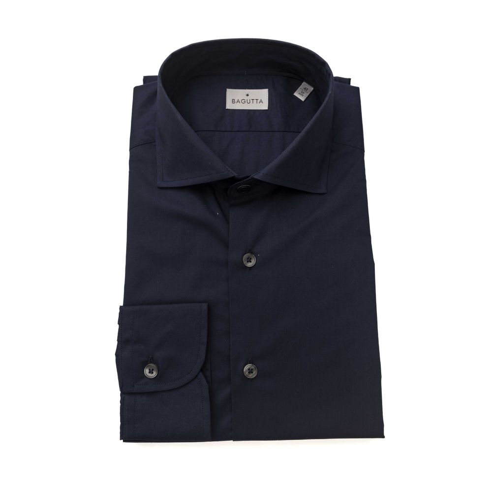 Bagutta Blue Cotton Men Slim Shirt -   -  Bagutta.