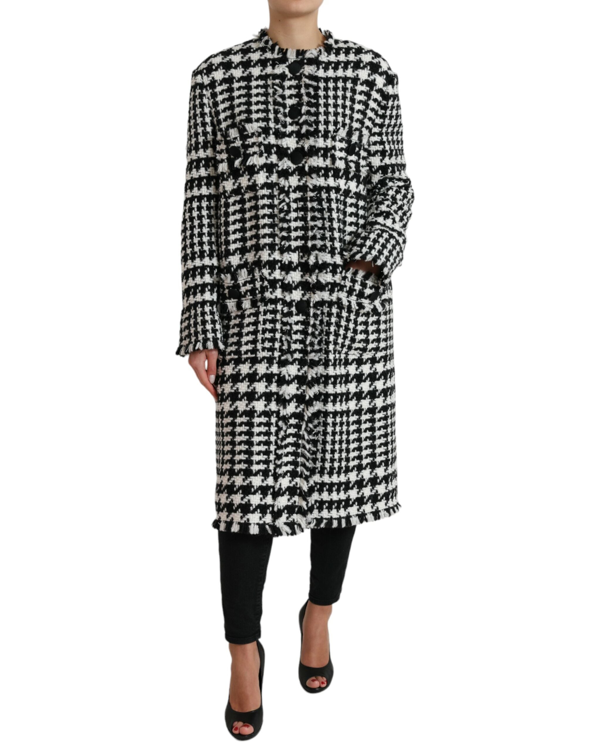 Dolce & Gabbana Black White Houndstooth Trench Coat Jacket -   -  Dolce & Gabbana.