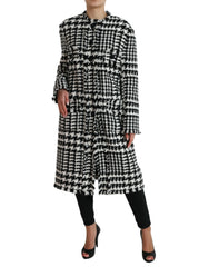 Dolce & Gabbana Black White Houndstooth Trench Coat Jacket -   -  Dolce & Gabbana.