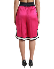 Dolce & Gabbana Pink Viscose Jersey Logo High Waist Shorts -   -  Dolce & Gabbana.