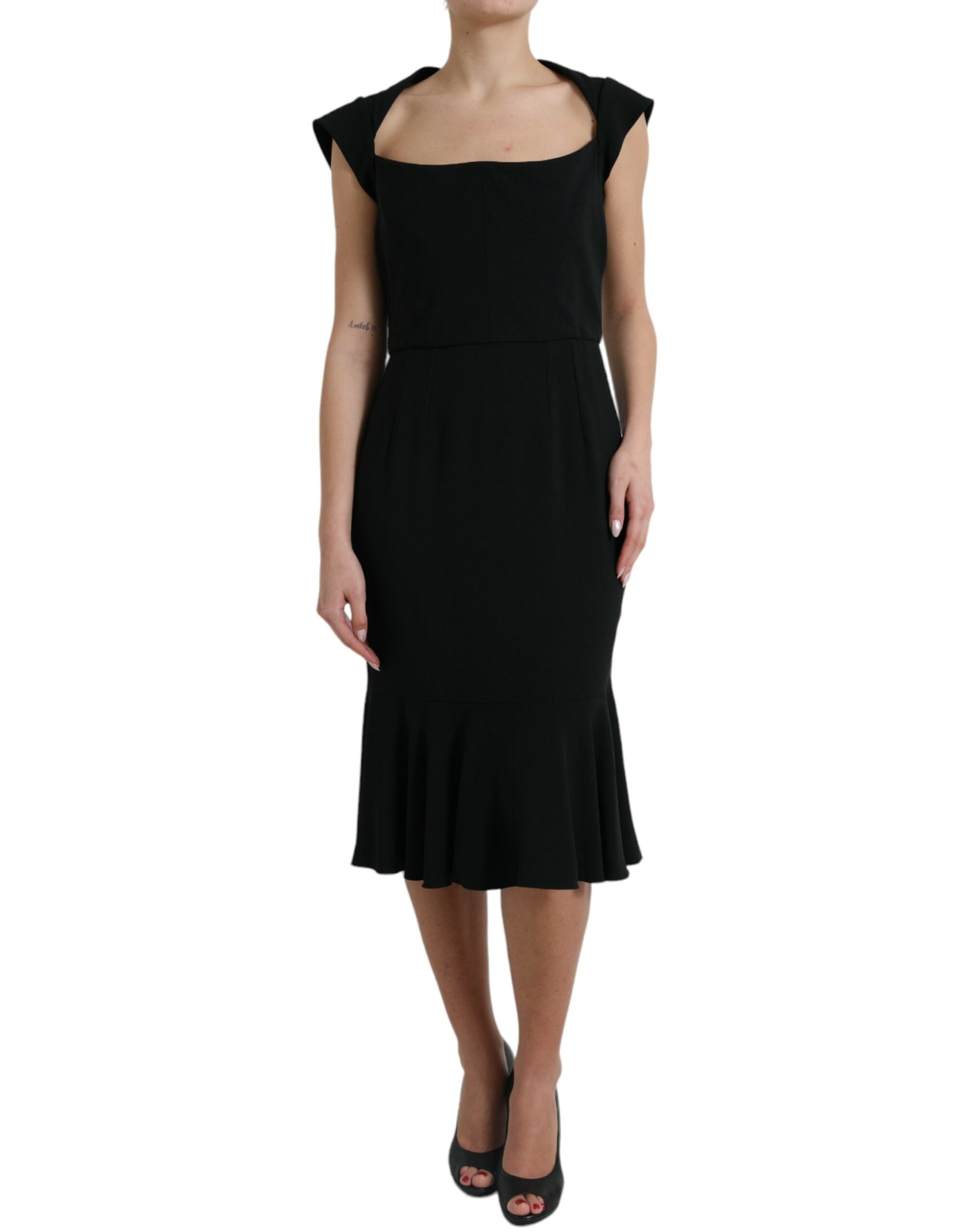 Dolce & Gabbana Black Cady Viscose Sleeveless Dress -   -  Dolce & Gabbana.