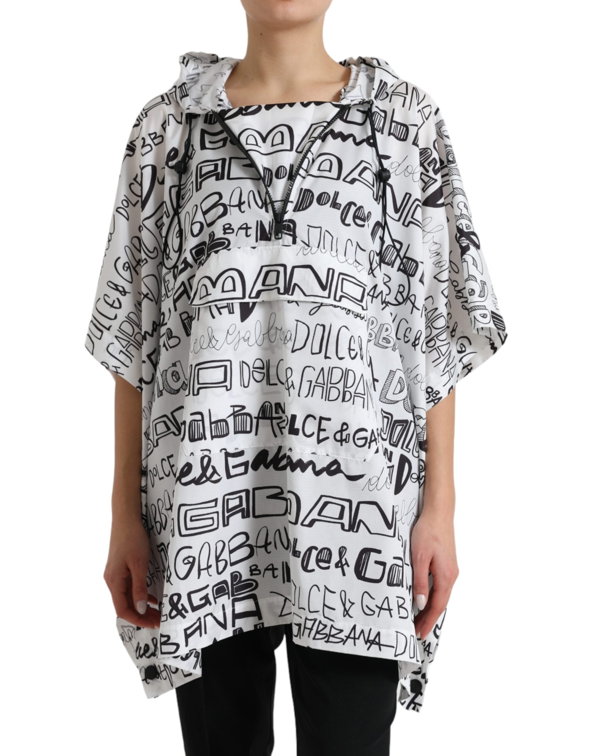 Dolce & Gabbana White Logo Print Hooded Blouson T-shirt Top -   -  Dolce & Gabbana.