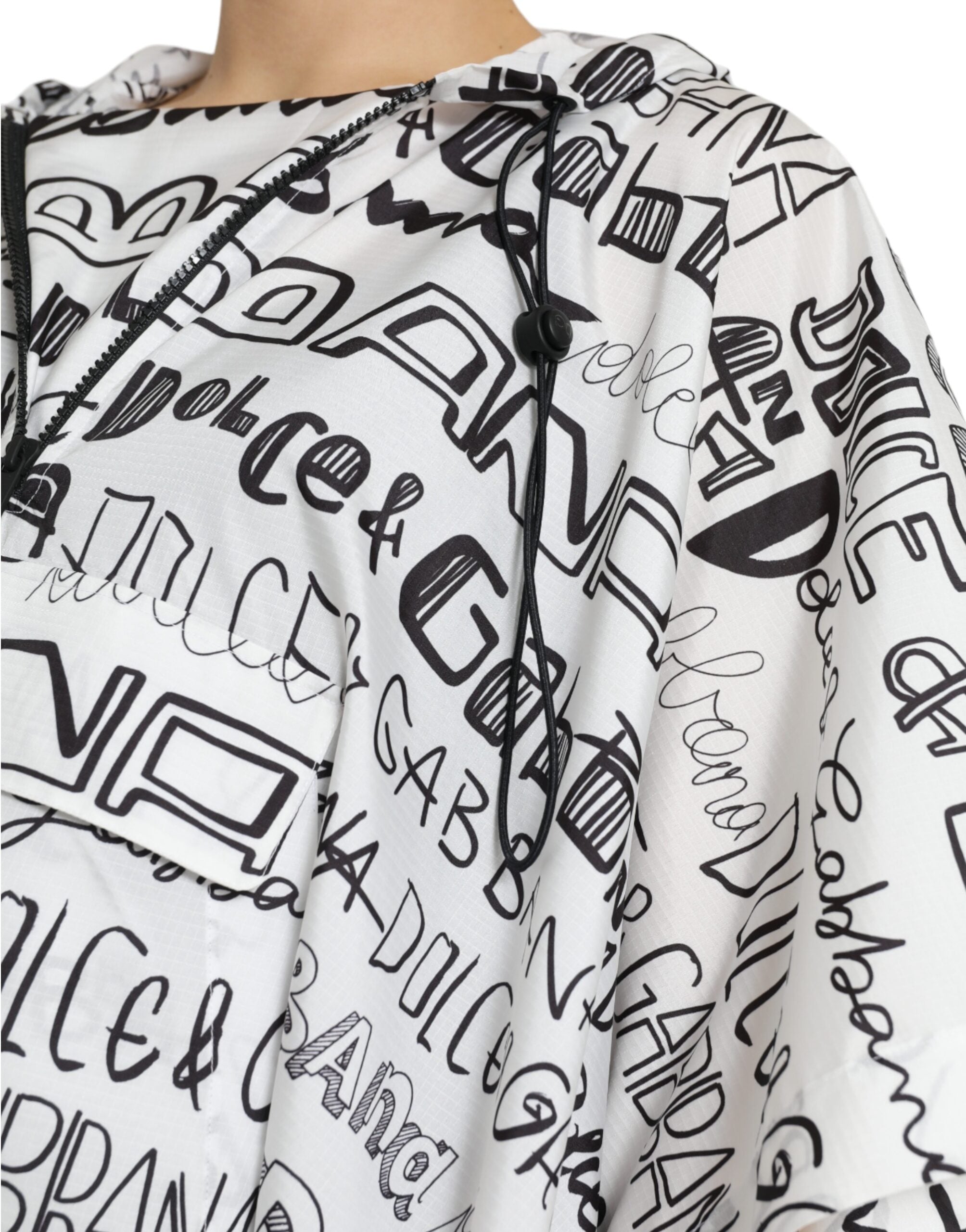 Dolce & Gabbana White Logo Print Hooded Blouson T-shirt Top -   -  Dolce & Gabbana. Dolce & Gabbana White Logo Print Hooded Blouson T-shirt Top -   -  Dolce & Gabbana.