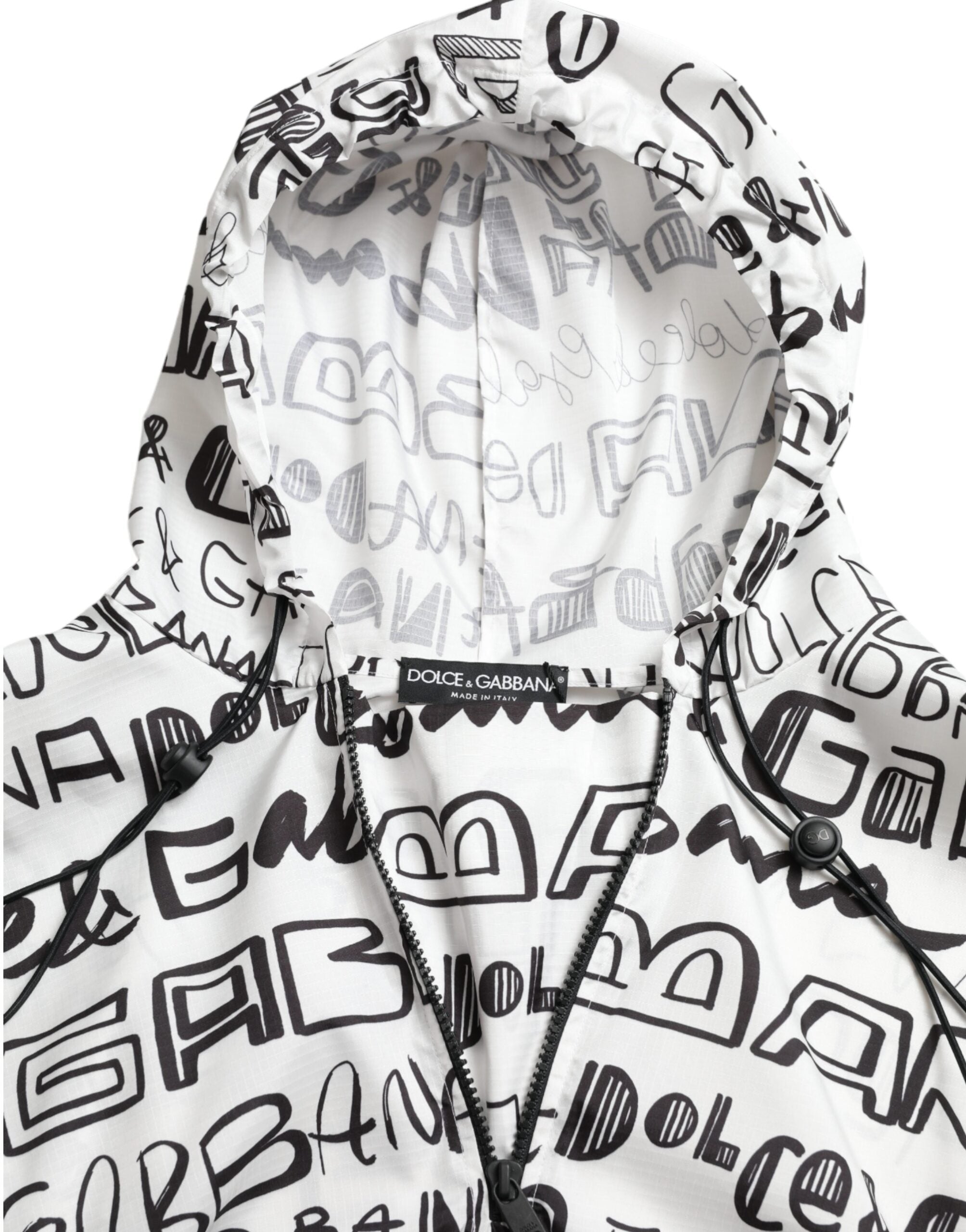 Dolce & Gabbana White Logo Print Hooded Blouson T-shirt Top -   -  Dolce & Gabbana. Dolce & Gabbana White Logo Print Hooded Blouson T-shirt Top -   -  Dolce & Gabbana.