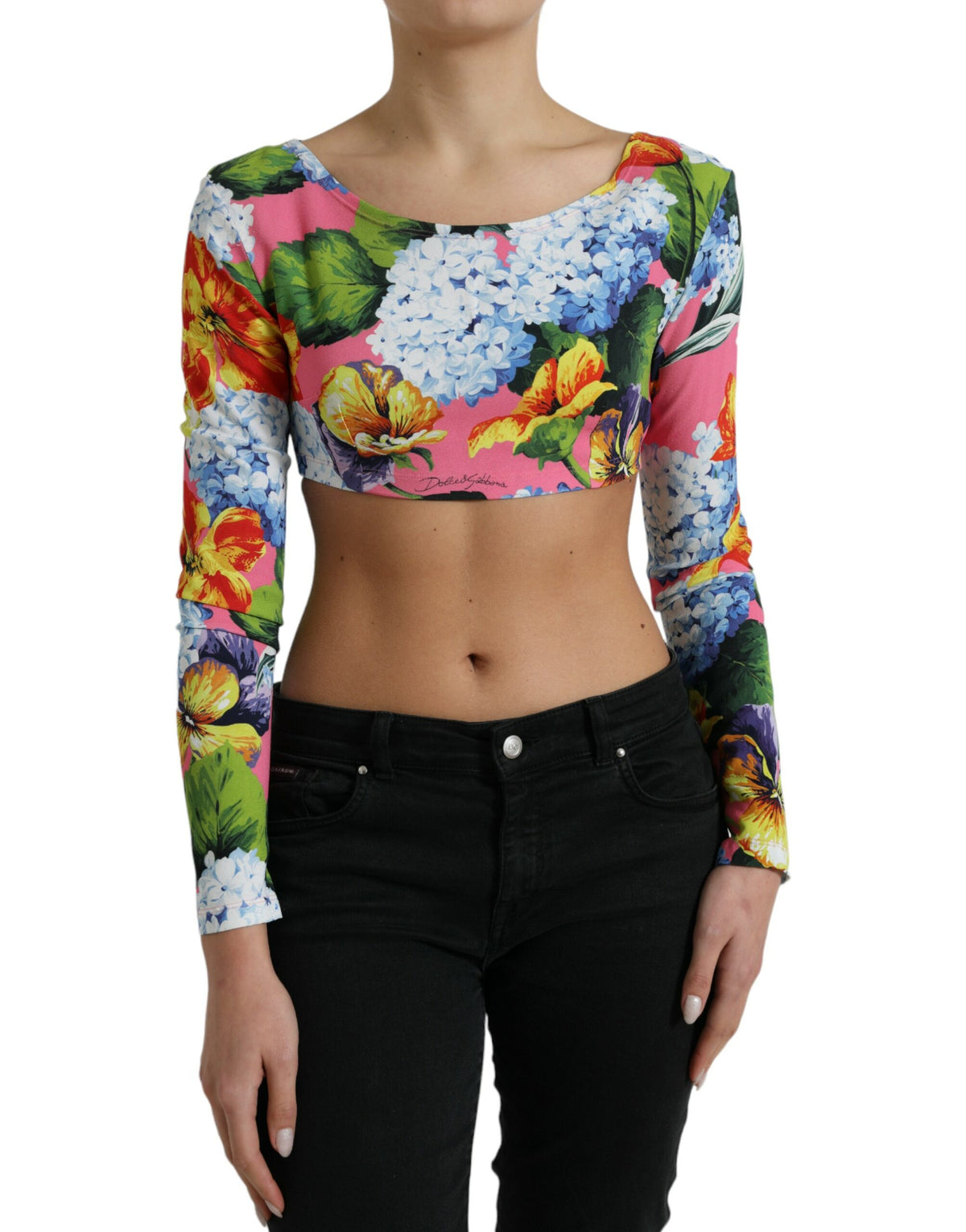 Dolce & Gabbana Multicolor Floral Long Sleeves Cropped Top -   -  Dolce & Gabbana.