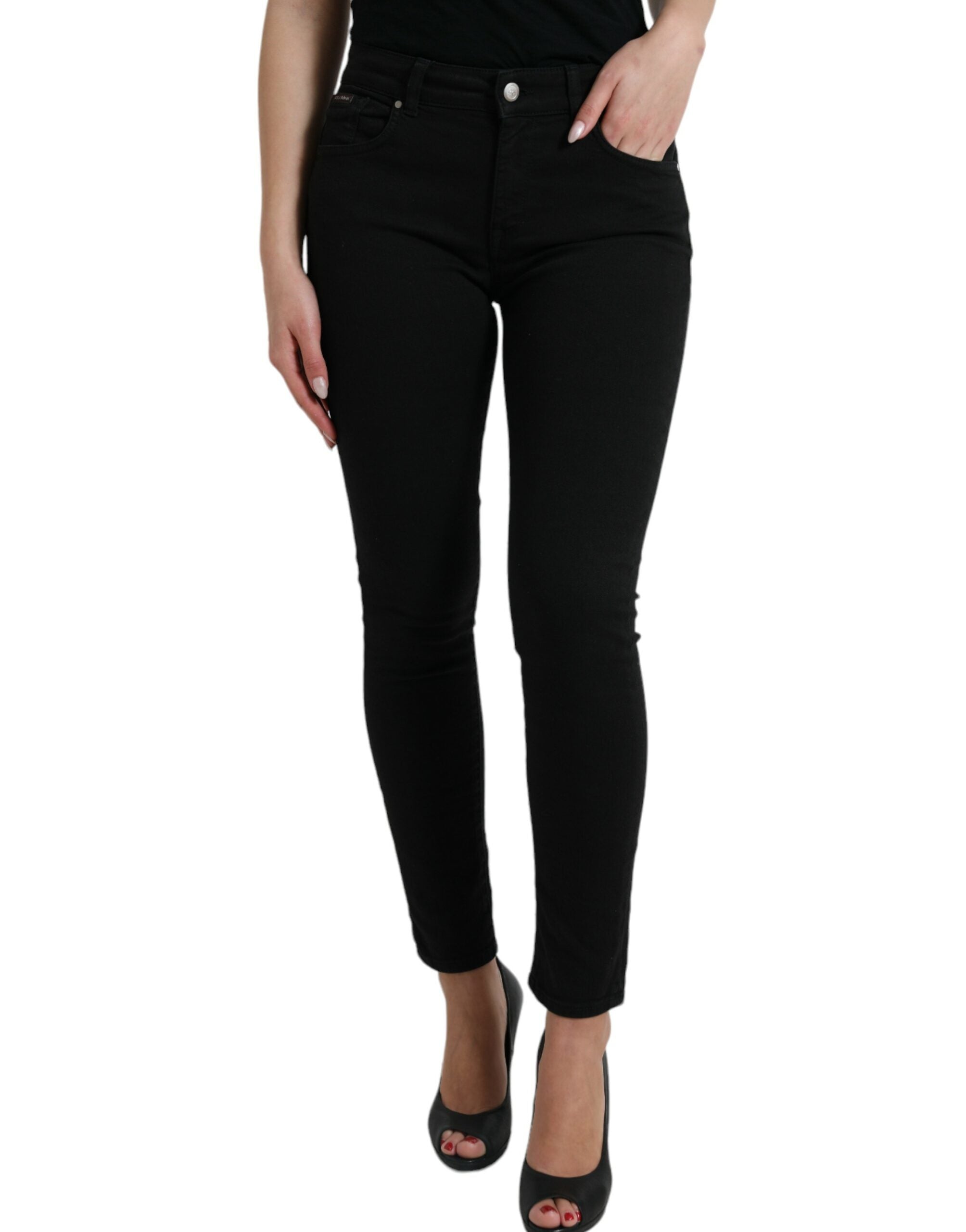 Dolce & Gabbana Black Cotton Mid Waist Skinny Denim Jeans -   -  Dolce & Gabbana.