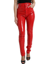 Dolce & Gabbana Shiny Red High Waist Skinny Pants -   -  Dolce & Gabbana.