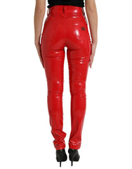 Dolce & Gabbana Shiny Red High Waist Skinny Pants -   -  Dolce & Gabbana.