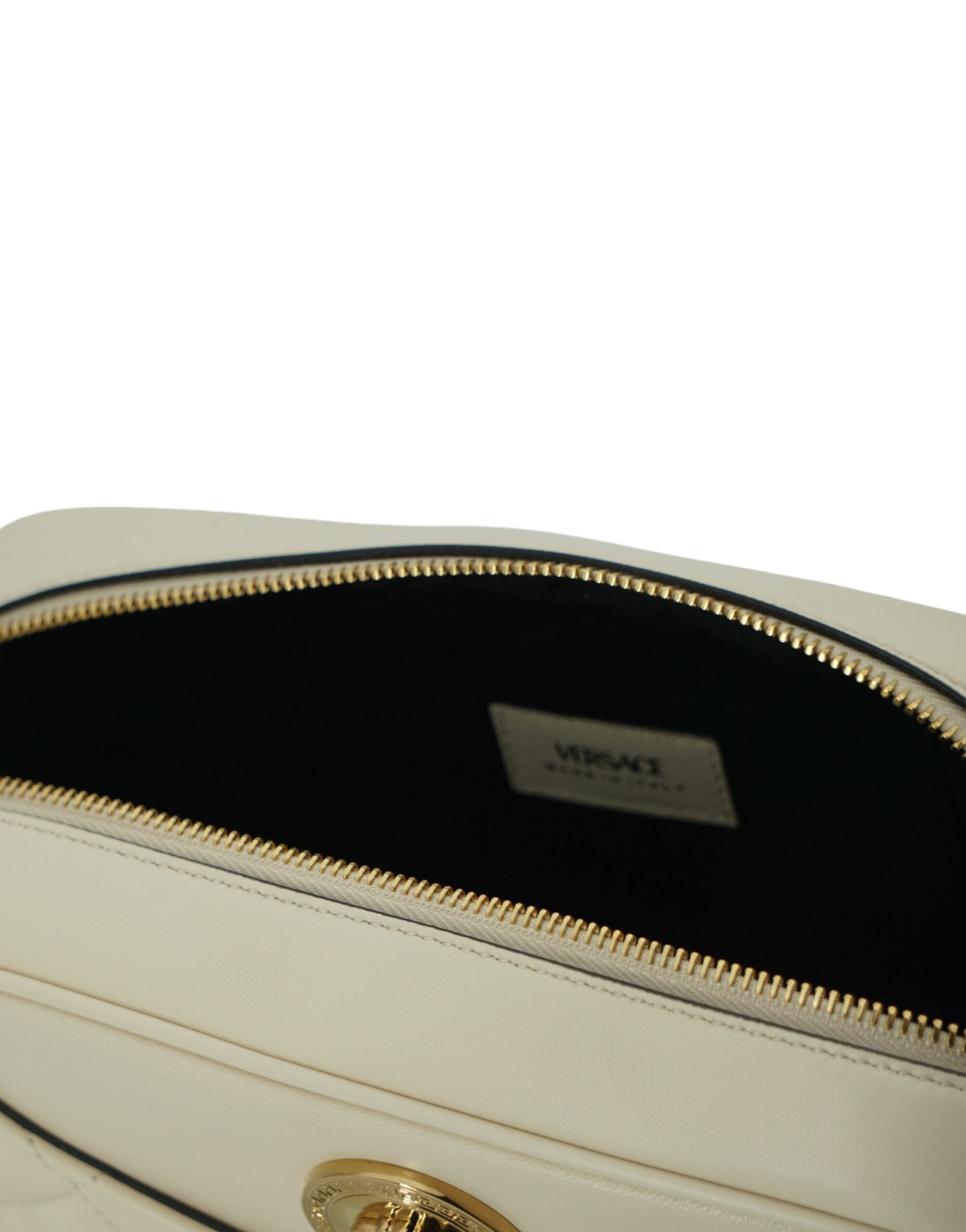 Versace Elegant White Leather Camera Shoulder Bag -  Luxury Shoulder Bag for Women -  Versace. Versace Elegant White Leather Camera Shoulder Bag -  Luxury Shoulder Bag for Women -  Versace.