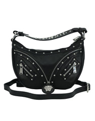 Versace Elegant Black Leather Hobo Shoulder Bag -  Luxury Shoulder Bag for Women -  Versace.