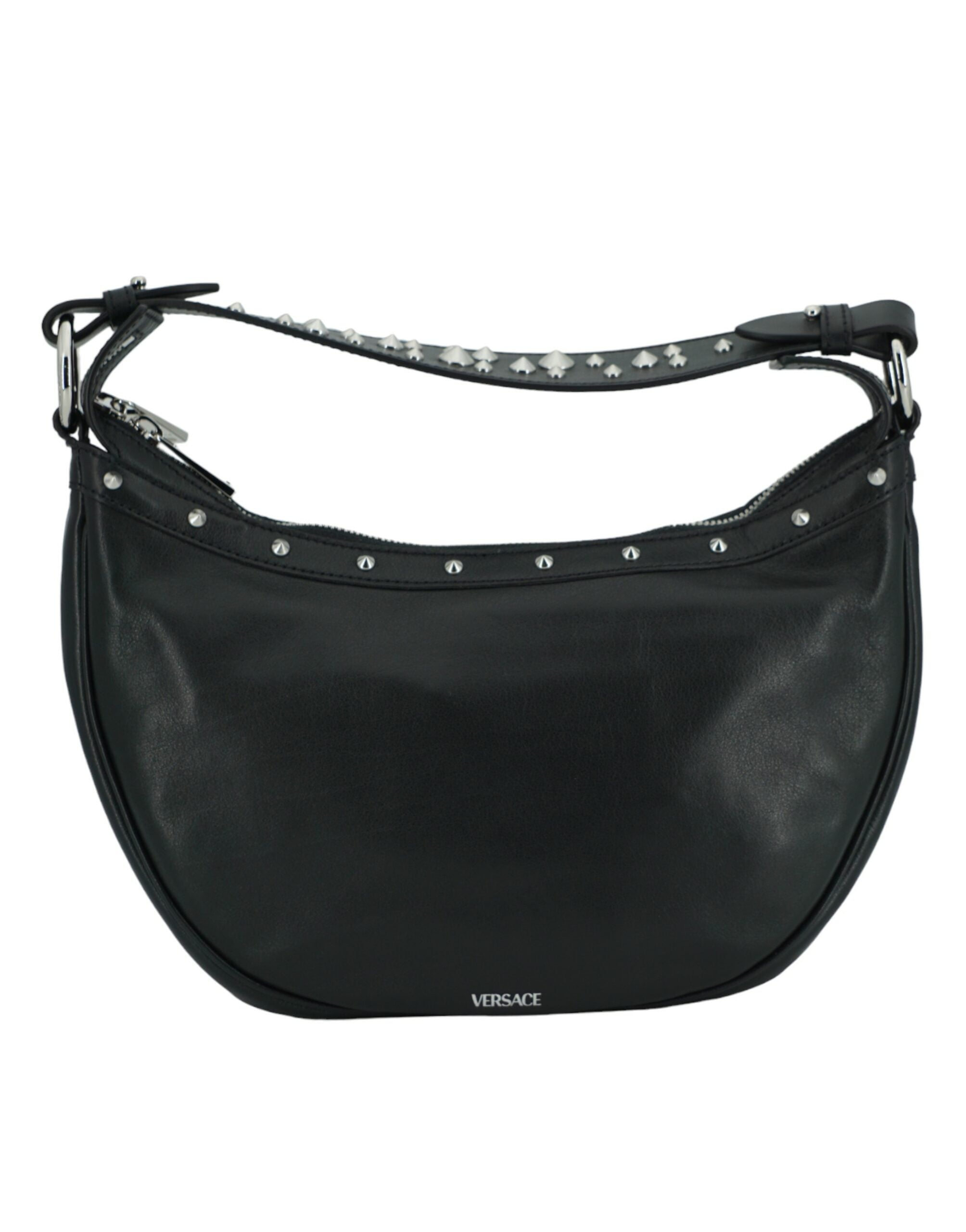 Versace Elegant Black Leather Hobo Shoulder Bag -  Luxury Shoulder Bag for Women -  Versace. Versace Elegant Black Leather Hobo Shoulder Bag -  Luxury Shoulder Bag for Women -  Versace.