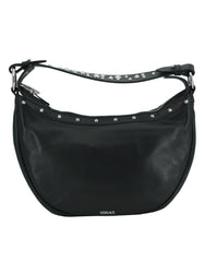 Versace Elegant Black Leather Hobo Shoulder Bag -  Luxury Shoulder Bag for Women -  Versace.