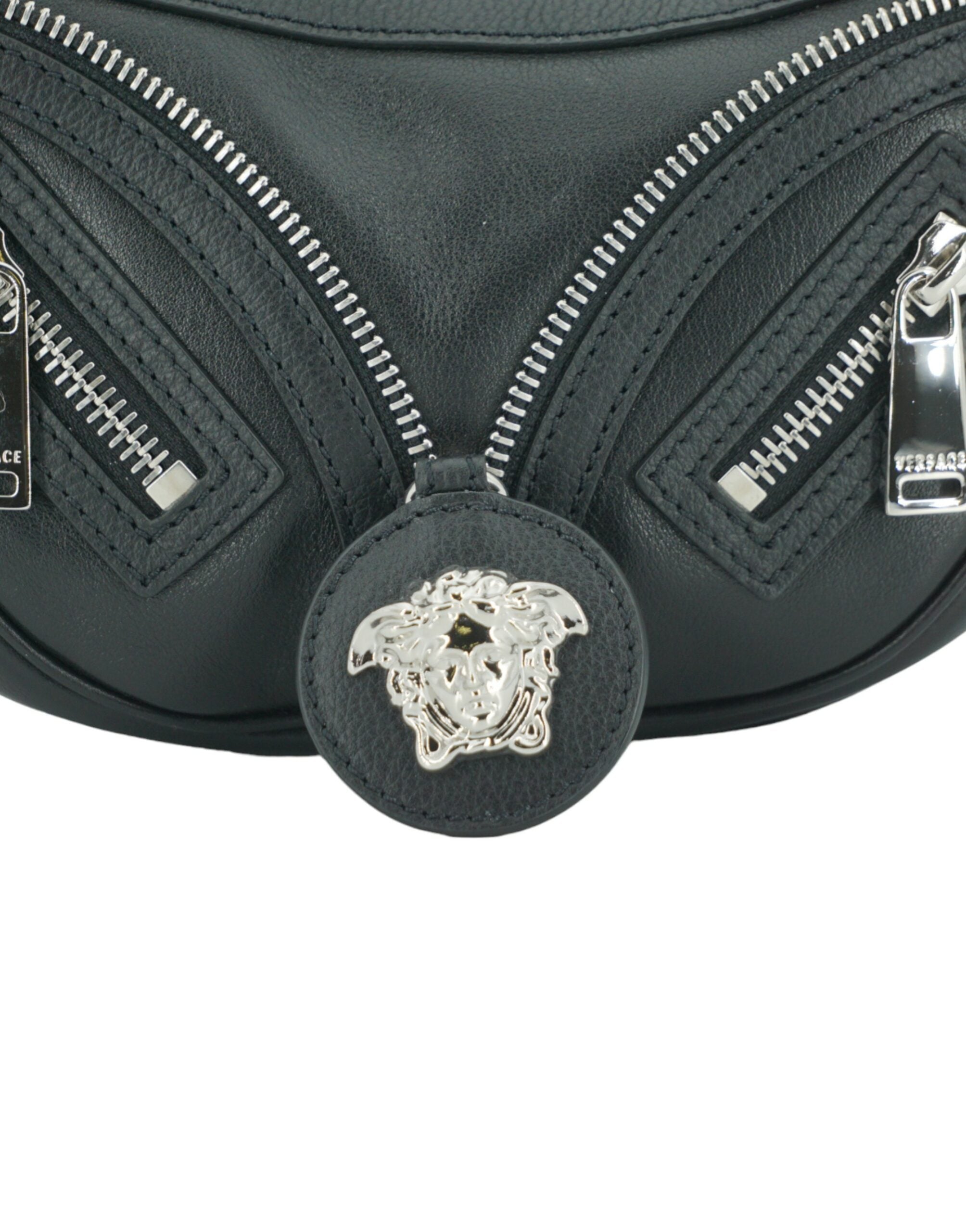 Versace Elegant Black Mini Hobo Shoulder Bag -  Luxury Shoulder Bag for Women -  Versace. Versace Elegant Black Mini Hobo Shoulder Bag -  Luxury Shoulder Bag for Women -  Versace.