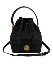 Versace Elegant Black Leather Medusa Bucket Shoulder Bag -  Luxury Shoulder Bag for Women -  Versace.