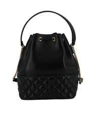 Versace Elegant Black Leather Medusa Bucket Shoulder Bag -  Luxury Shoulder Bag for Women -  Versace.