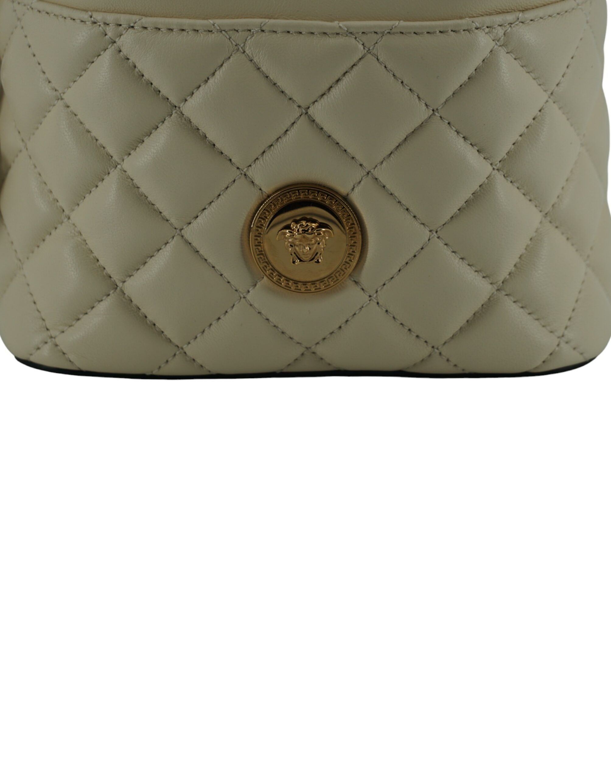 Versace Elegant Small White Leather Bucket Shoulder Bag -  Luxury Shoulder Bag for Women -  Versace. Versace Elegant Small White Leather Bucket Shoulder Bag -  Luxury Shoulder Bag for Women -  Versace.