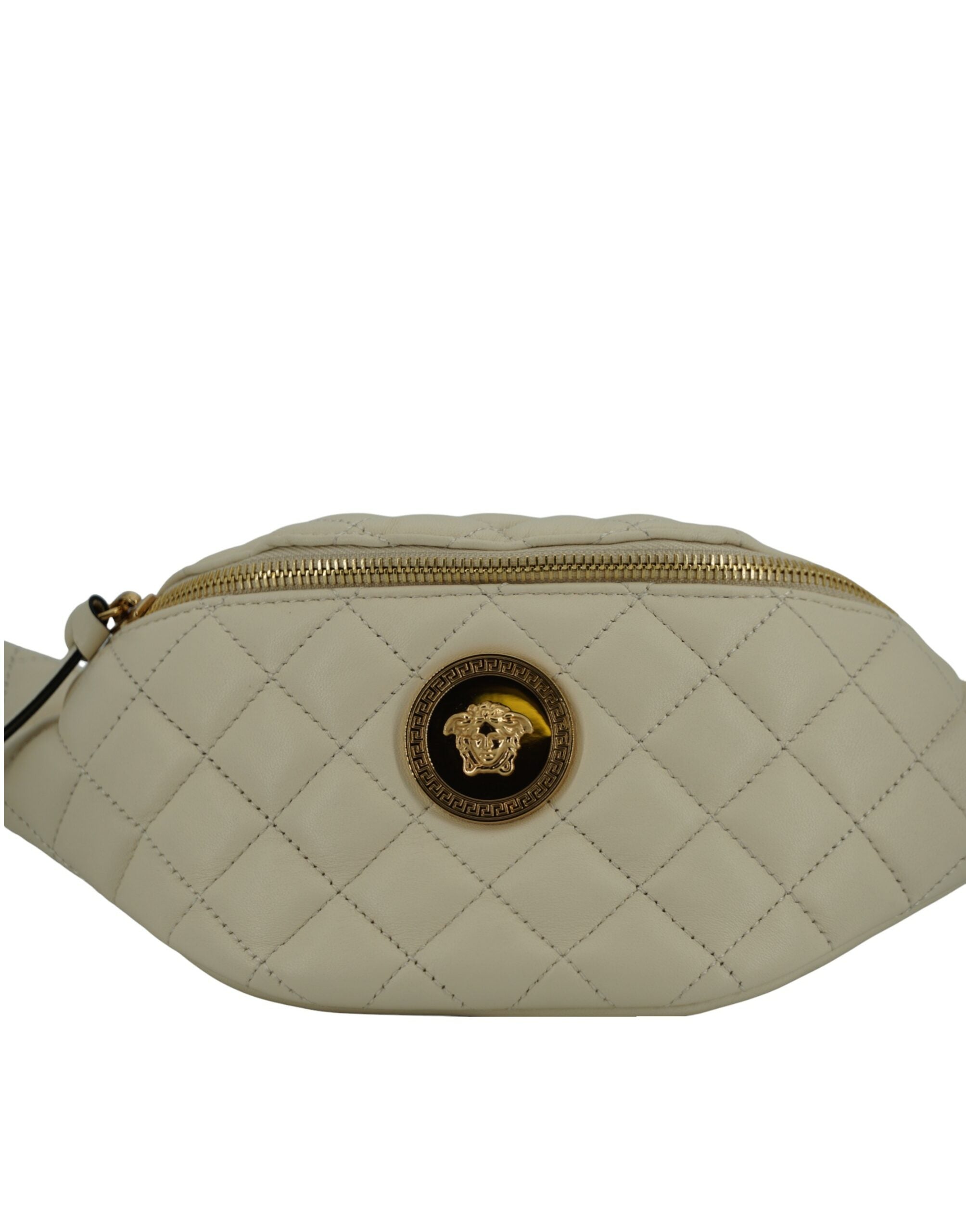 Versace Elegant White Lamb Leather Belt Bag -  Luxury Belt Bag for Women -  Versace. Versace Elegant White Lamb Leather Belt Bag -  Luxury Belt Bag for Women -  Versace.
