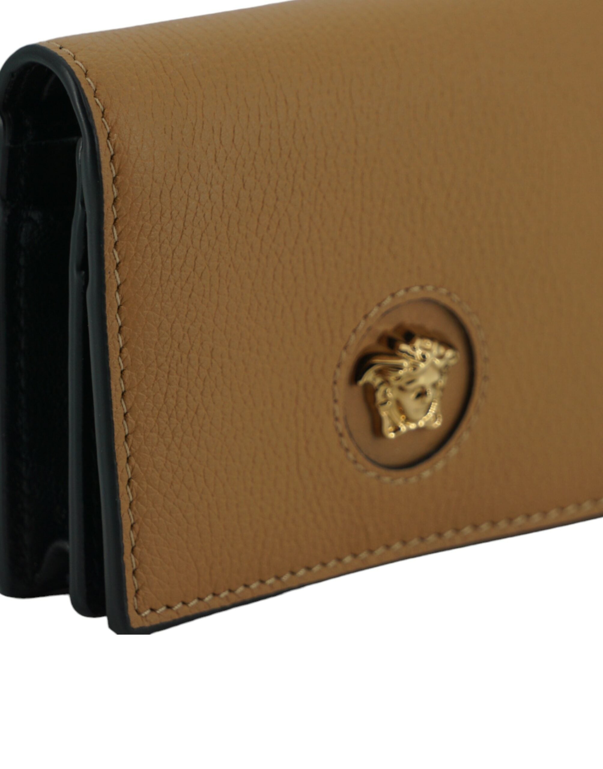 Versace Elegant Compact Leather Wallet in Brown -   -  Versace. Versace Elegant Compact Leather Wallet in Brown -   -  Versace.