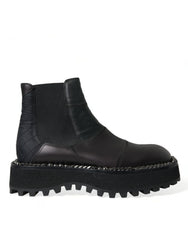 Dolce & Gabbana Black Leather Slip On Stretch Chelsea Boots Shoes -   -  Dolce & Gabbana.