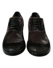 Dolce & Gabbana Brown Velvet Men Lace Up Oxford Dress Shoes -   -  Dolce & Gabbana.