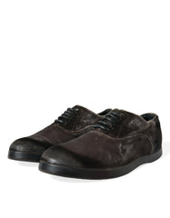 Dolce & Gabbana Brown Velvet Men Lace Up Oxford Dress Shoes -   -  Dolce & Gabbana.