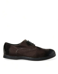Dolce & Gabbana Brown Velvet Men Lace Up Oxford Dress Shoes -   -  Dolce & Gabbana.