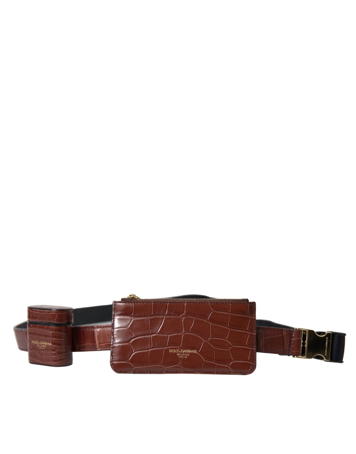Dolce & Gabbana Brown Alligator Leather Airpods Case Coin Purse Wallet -   -  Dolce & Gabbana.