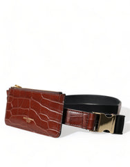 Dolce & Gabbana Brown Alligator Leather Airpods Case Coin Purse Wallet -   -  Dolce & Gabbana.