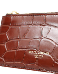 Dolce & Gabbana Brown Alligator Leather Airpods Case Coin Purse Wallet -   -  Dolce & Gabbana.