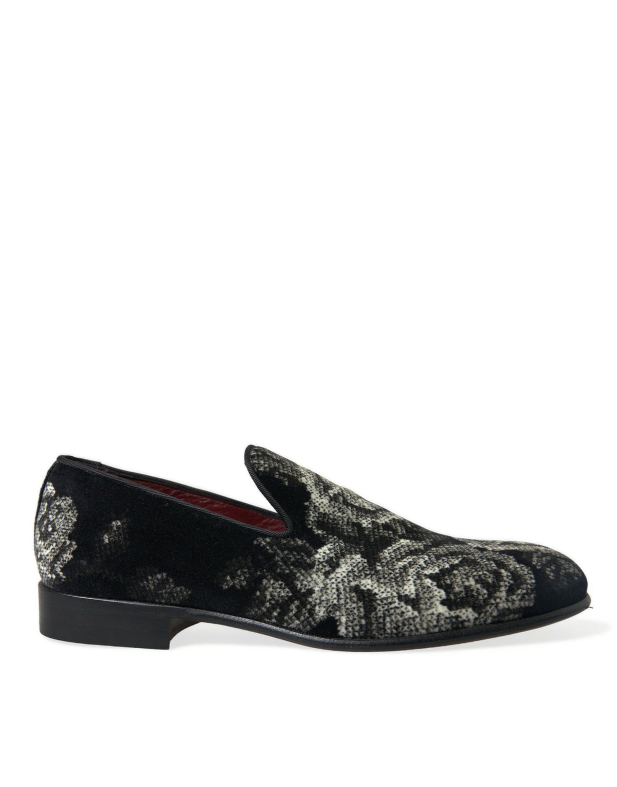 Dolce & Gabbana Black Floral Slippers Men Loafers Dress Shoes -   -  Dolce & Gabbana.