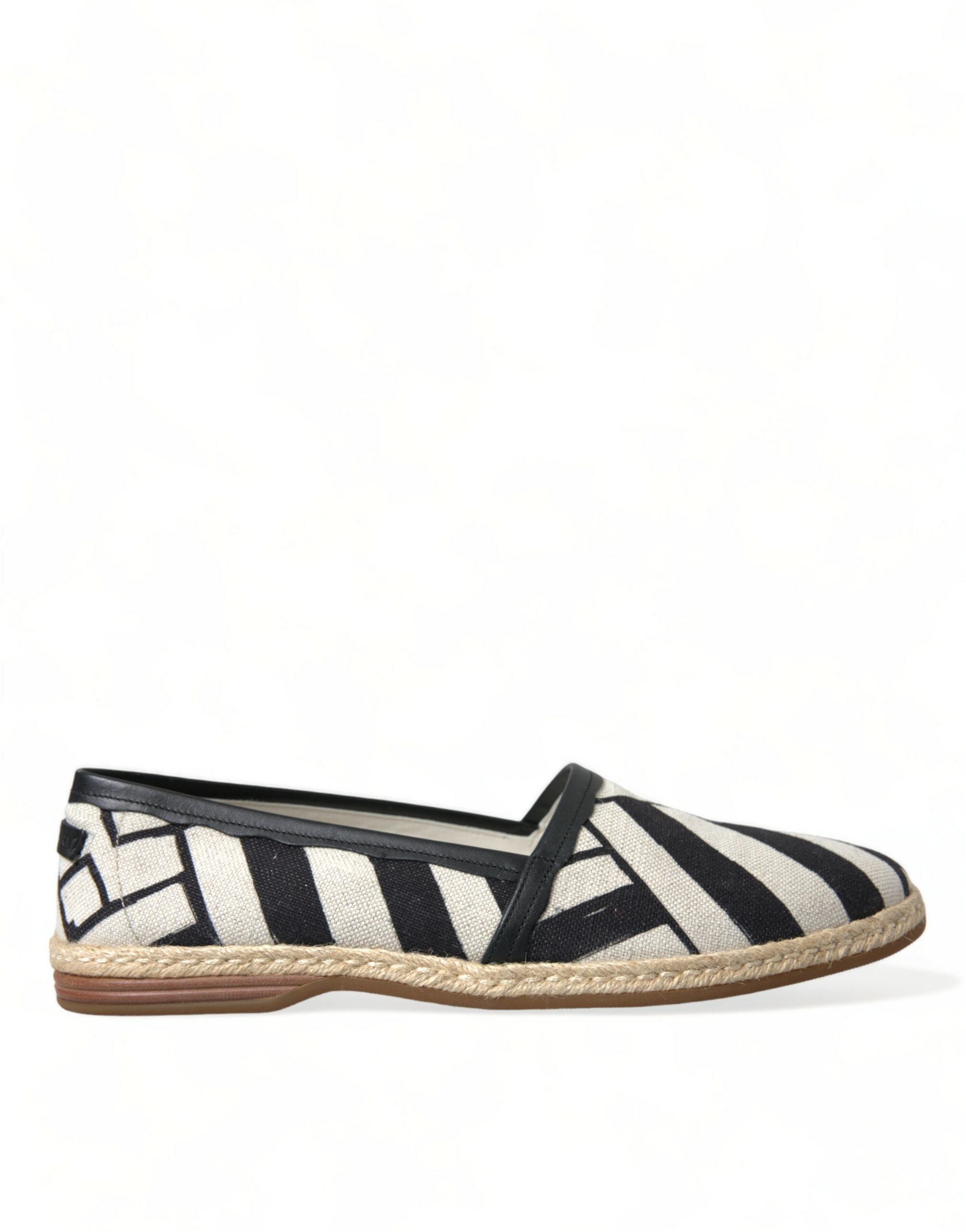 Dolce & Gabbana Beige Black Striped Canvas Espadrilles MONDELLO Shoes -   -  Dolce & Gabbana.